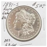 1891-S BU Morgan SIlver Dollar Coin RARE Date