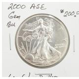 1 OZ 2000 American Silver Eagle Dollar Coin BU