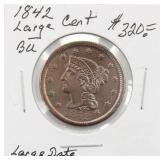 1842 Large Cent Coin BU LARGE Date