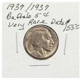 1937 Buffalo Nickel Very RARE Date