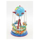 VINTAGE TIN LITHO GLOBE CAROUSEL W/ ROCKETS