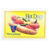 35' 1991 Embossed Vienna Beef Hot Dogs Metal Sign