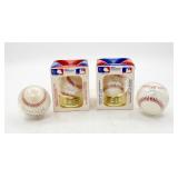 (4) Autographed MLB Baseballs in Protective Cases