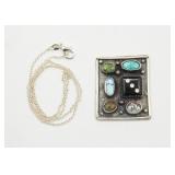Sterling Silver & Turquoise Multi Stone Necklace