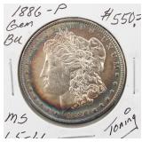 1886-P BU Morgan SIlver Dollar Coin Toning