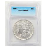 1887-P MS64 Silver Peace Dollar Coin