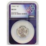 1944-P NGC MS 64 Five Cent Coin Nickel