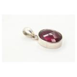 925 Sterling Silver Ruby/Garnet ? Necklace Pendant