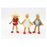 Mid Century Polish Wooden Peg Dolls Folk Art