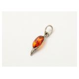 925 Sterling Silver Amber Necklace Pendant