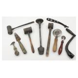 Vintage Antique Tool Lot Mallets Chisel Leather