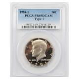 1981-S PCGS PR69 DCAM Type 1 Kennedy Half