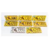 (8) Vintage Embossed WYOMING License Plates