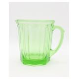 Vintage A&J Green Depression Uranium Glass Pitcher