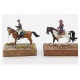 (2) Vintage Hand Crafted Pewter Western Horsemen