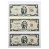 (3) Series 1953 C & B $2 Dollar Notes
