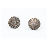 Vintage Navajo Sterling Silver Button Earrings