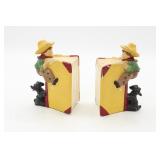 Vintage Cowboy & Dog Chalkware Bookends