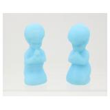 Pair of FENTON Blue Glass Praying Figurines