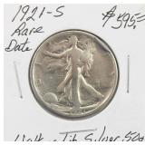 1921-S Walking Liberty Half Dollar Coin RARE Date