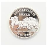 1 OZ .999 Fine Silver Stagecoach Round