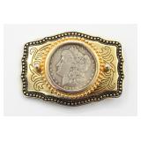 1886 Silver Morgan Dollar Western Belt Buckle