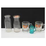 Vintage Dairy Milk Bottles & A&W Collectibles Lot
