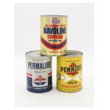 (3) Vintage Oil Cans Havoline Permalube & Pennzoil