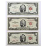 (3) Series 1963 & 1953 C & B $2 Dollar Notes