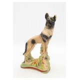 Vintage German Shepherd Chalkware Dog Figure
