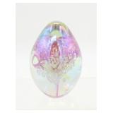 Signed MSH Hand Blown Art Glass Paper Weight Egg