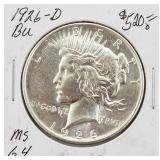 1926-D BU Silver Peace Dollar Coin