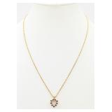 14k Yellow Gold Diamond & Sapphire Necklace