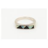 Zuni Opal & Onyx Sterling Silver Ring
