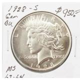 1928-S BU Silver Peace Dollar Coin