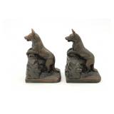 Vintage Armor Bronze German Shepherd Bookends