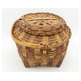Vintage Hand Woven Whicker Basket w/ Lid