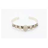 Sterling Silver Moon Stone Cuff Bracelet Signed