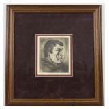 Original Signed Russian Etching of a Man