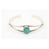 Signed Turquoise Navajo Sterling Silver Cuff