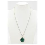 .925 Sterling Silver Malachite Necklace Pendant