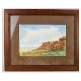 C.A. Wilkinson 'Wyoming Red' Watercolor Painting