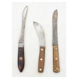 (3) Vintage Skinning Knives w/ A. Lacroix Knife