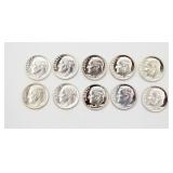 (10) 1960-64 Silver Eisenhower Dimes