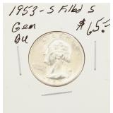 1953-S BU Silver Washington Quarter