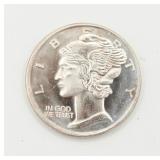 1 OZ .999 Fine Silver Mercury Round