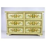 Vintage Hand Painted Bird & Floral Dresser