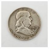 1957 US Benjamin Franklin Silver Half Dollar