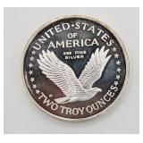 2 Troy OZ .999 Fine Silver 1986 Liberty Round