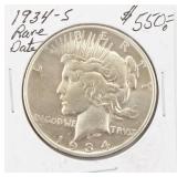 1934-S BU Silver Peace Dollar Coin RARE Coin